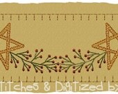 MACHINE EMBROIDERY-Berry Star Garland Towel Band-Motif-5x7 Split (3 parts) Immediate Download