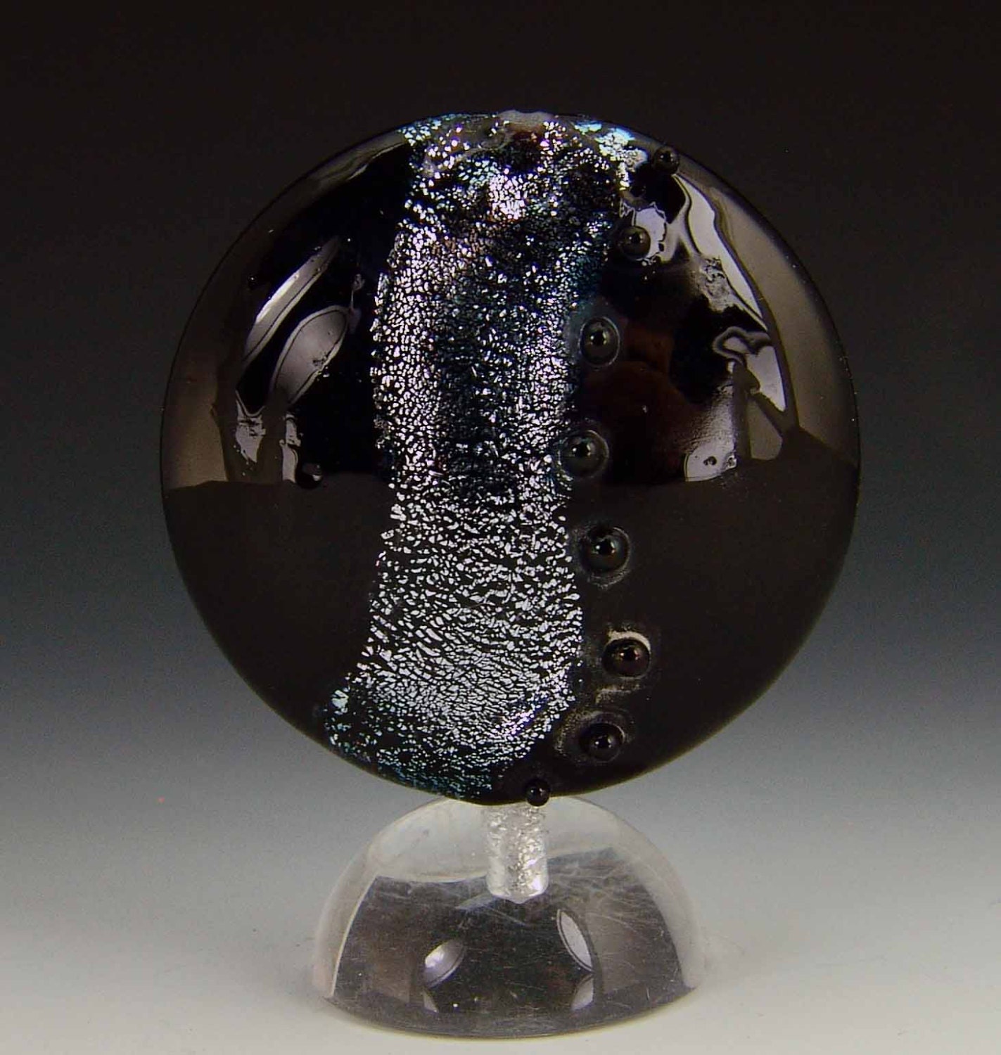 Lampwork Dichroic SIlver on Black focal pendant bead