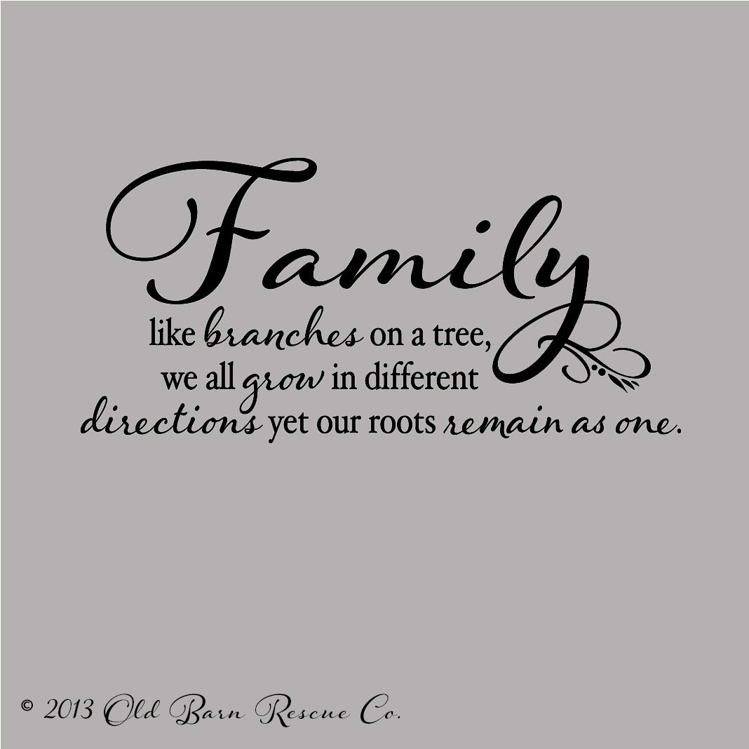 Family Like Branches on a Tree... Vinyl Wall Decal Home Decor Wall Quote Lettering 28x13.5