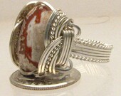 Handmade Sterling Silver Wire Wrap Rosetta Picture Stone Agate Ring