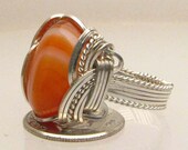 Handmade Sterling Silver Wire Wrap Striped Sardonyx Ring