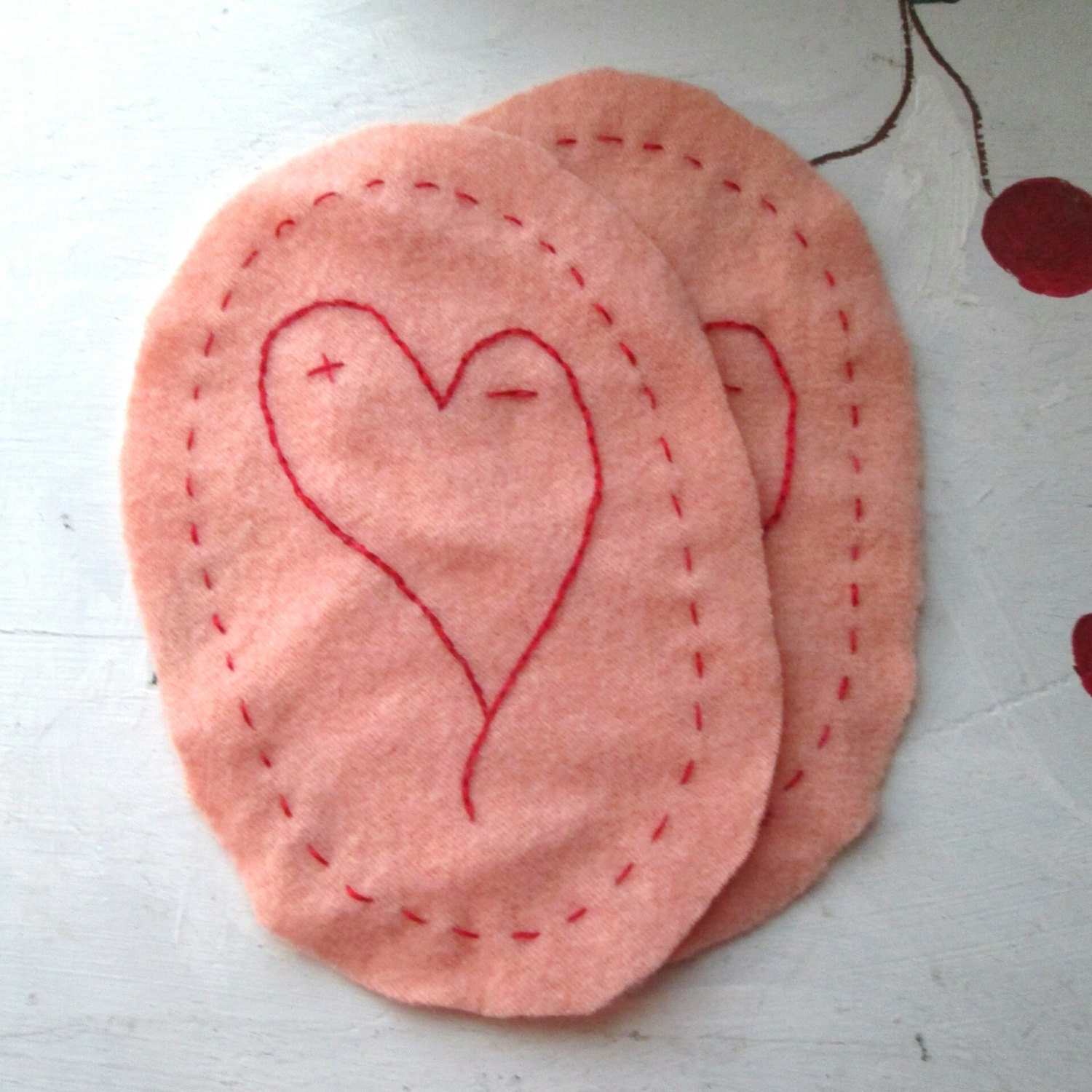 ELBOW PATCHES HEART Embroidered Felt