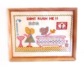 Framed Handmade Needlepoint Bathroom Art