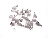 Vintage Clear Glass Teardrop Drop Beads / Charms