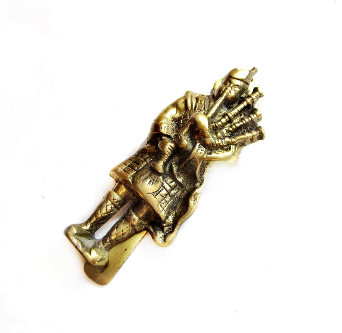 Brass Metal Scottish Bagpiper Door Knocker Fixture