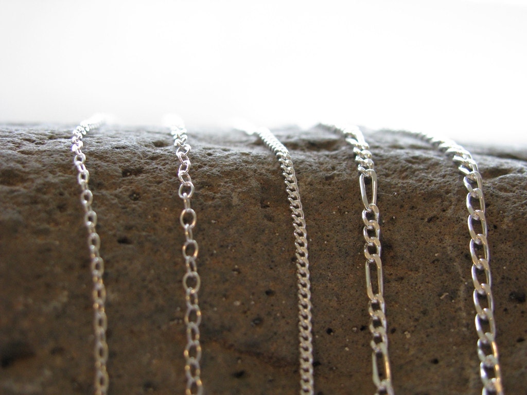 STERLING SILVER Chain Necklace - Your Choice - Plain Jane