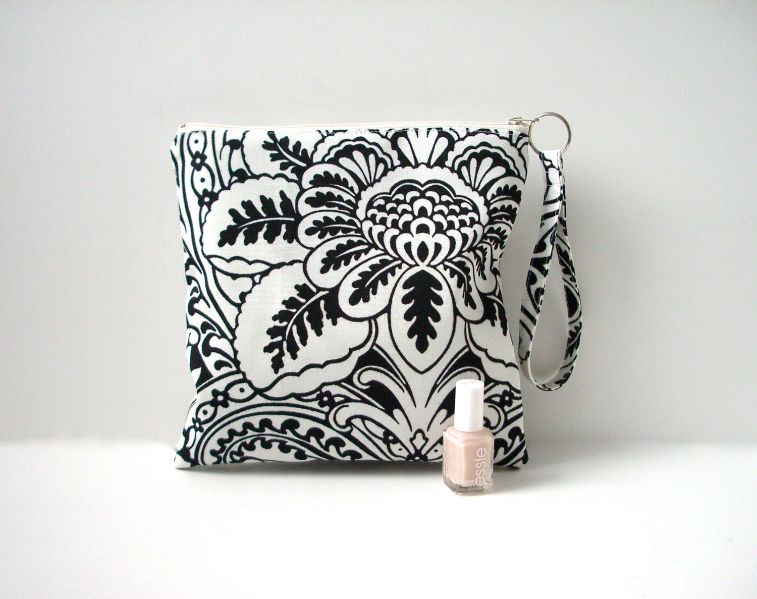 Make Up Case, Cosmetic Case, Water Resistant Bag, Travel Bag, Re-usable pouch, Women, Black and White