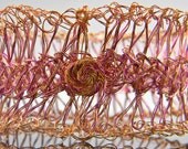 Lacey Light Delicate Handmade Wire Bangle Crochet Bracelet - Hairpin Lace - wide - Large - Plus Size - XLarge