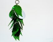 Sequins Earrings Green And Silver - Handmade - Fashionable - Clubbing - Party Night - Long - Under 20 Dollars