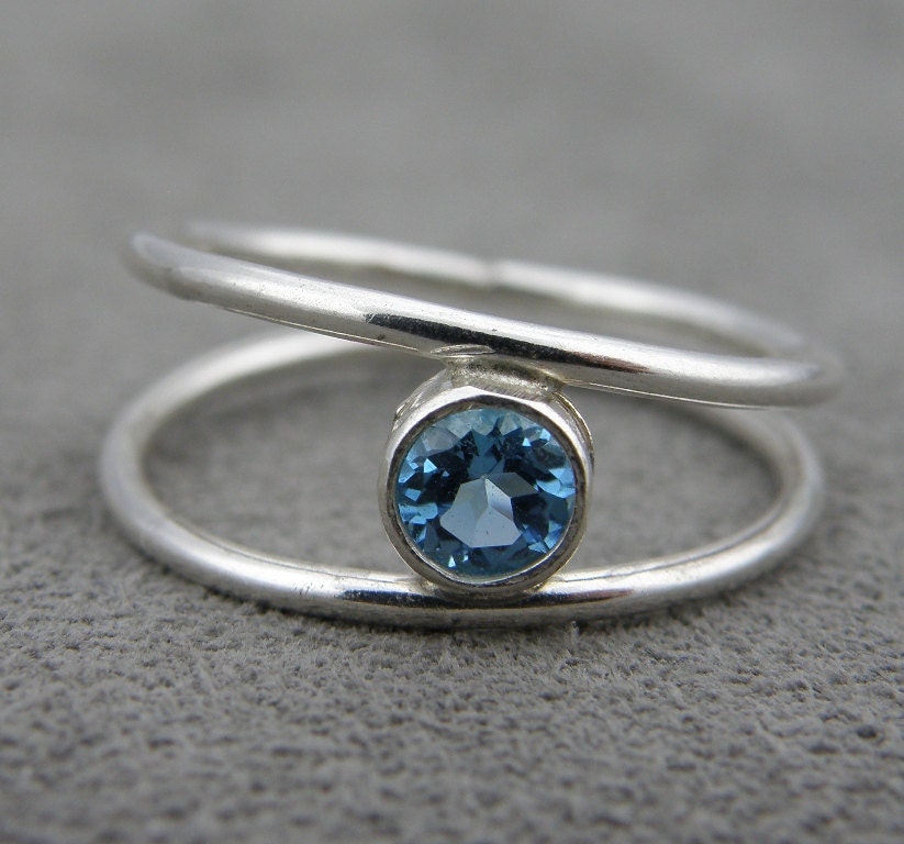 Gem Stacker- Double Stacked Stone- London Blue Topaz