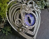 Gothic Steampunk Victorian Heart Dragonfly Lavender Eye