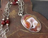 Agua Nueva Agate Pendant with Carnelian Beads - Stone and Sterling Silver