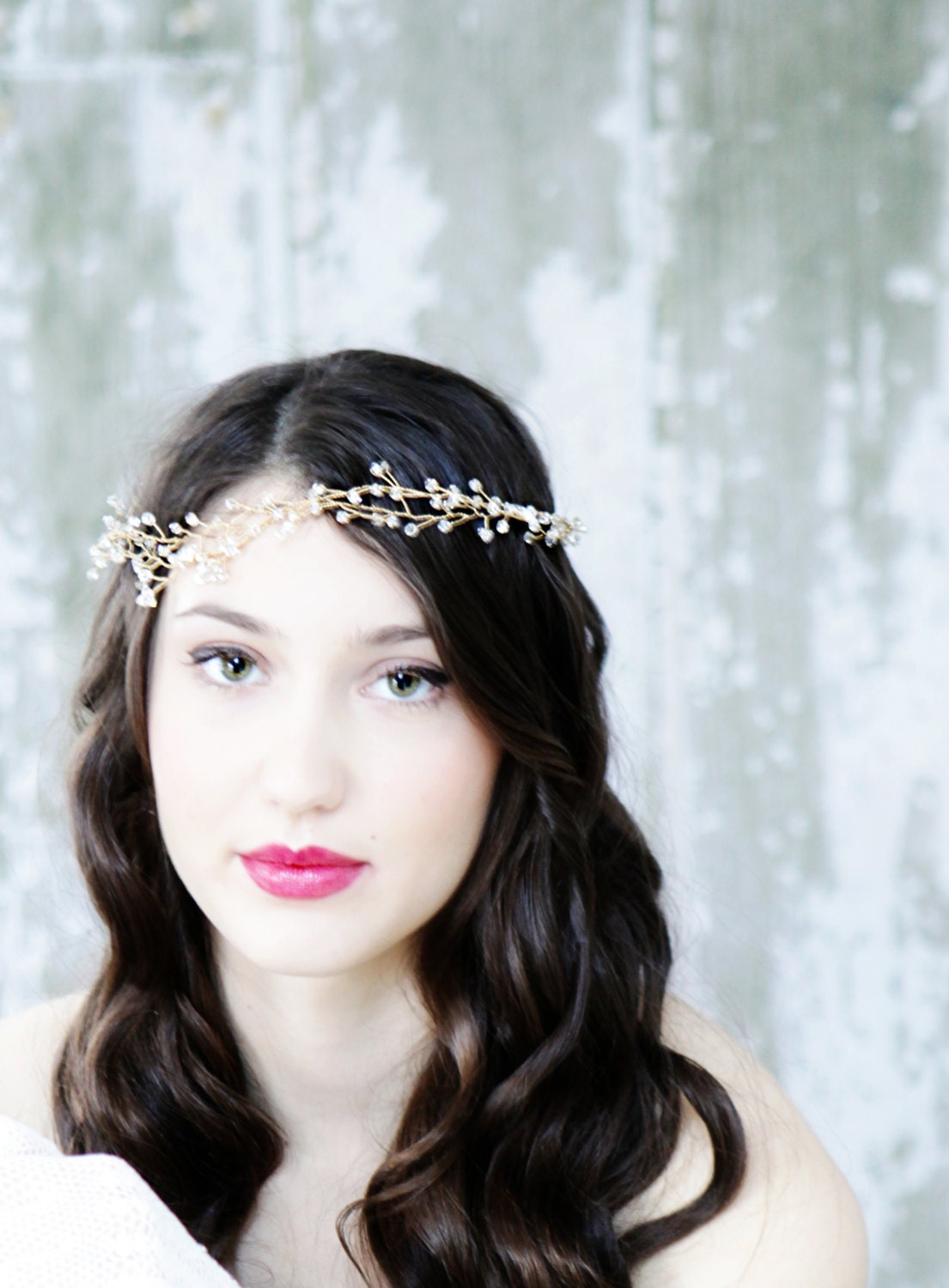 Ethereal Gold Crystal Wedding Accessory Hair Vine