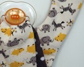 Yellow and Gray Safari Pacifier Bib