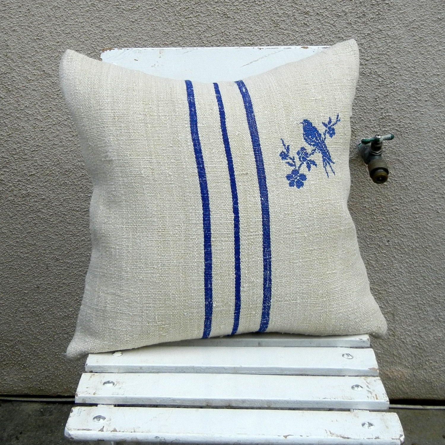 Antique Linen Grain Sack Pillow