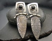 Jungle Fever  Silver and Black Onyx Post Earrings