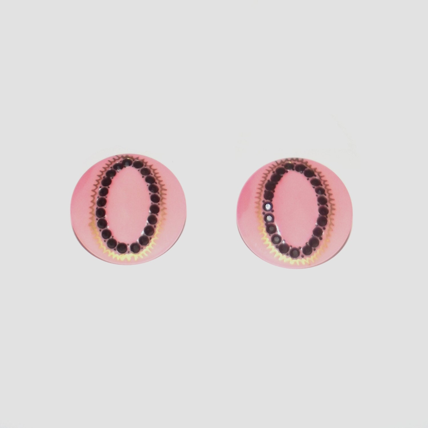 1960s mod pink earrings / 60s rhinestone earrings / Posh Pink Earrings