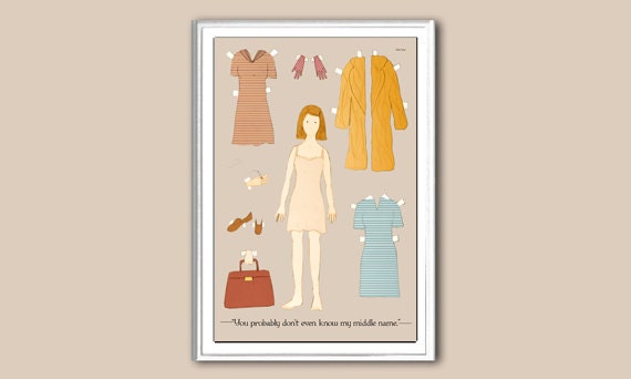 The Margot Tenenbaum paper doll 12x18 inches print