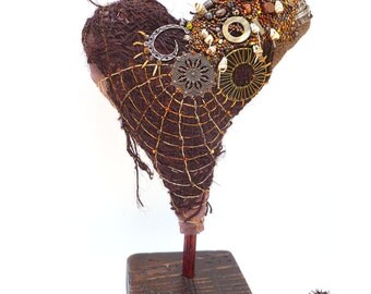 Heart II, fiber art soft sculpture