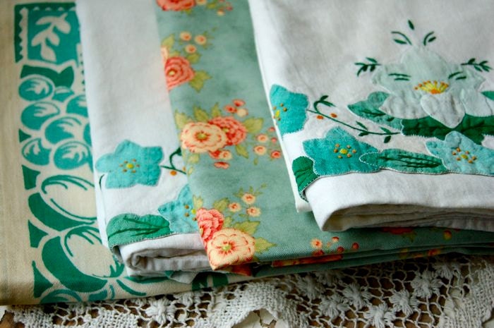 Vintage Fabric in Jade Green