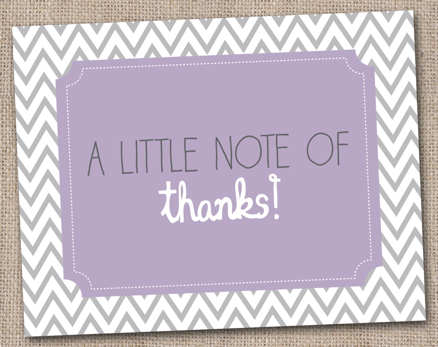 Printable Thank You Card Design - Purple and Gray Chevron Stripes - INSTANT DOWNLOAD