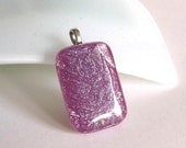 Plum and Silver Fused Glass Pendant