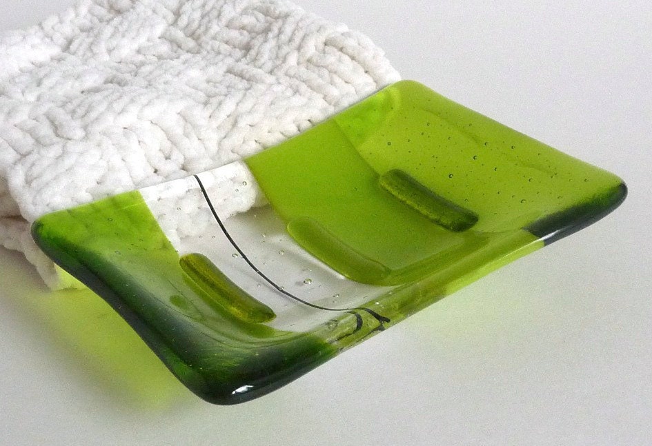 Spring Green Glass Soap Dish