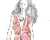 Fashion illustration, fashion art, custom illustration, fashion sketch, dress drawing