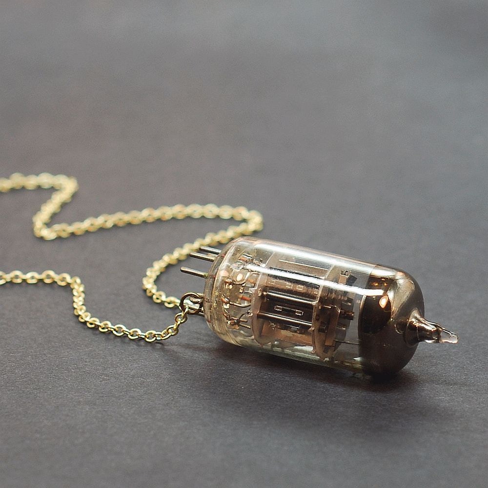Steampunk Necklace- Brass Vacuum Tube Jewelry