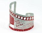 Knitting Gauge Ruler Red & Silver Cuff Bracelet- Found Object Jewelry
