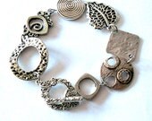 Abstract bracelet, textured silver unique bracelet, metal jewelry
