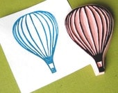 Hot Air Balloon Rubber Stamp, Hand Carved