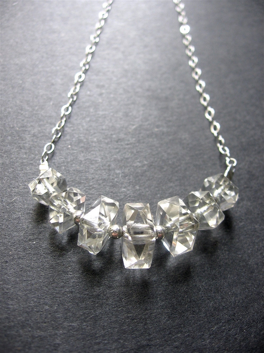 Crystal Necklace. Repurposed Vintage Crystal Necklace. Bridal Jewelry - Jordan Necklace
