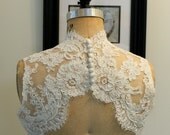 Reserved for Jenny - Cap Sleeve Keyhole Back Alencon Lace Bridal Bolero