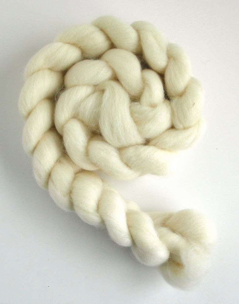 Polwarth Ecru Wool Roving - Undyed Spinning or Felting Fiber Fiber