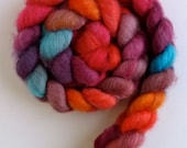 BFL Wool Roving - Hand Painted Spinning or Felting Fiber, Tangerine Dream