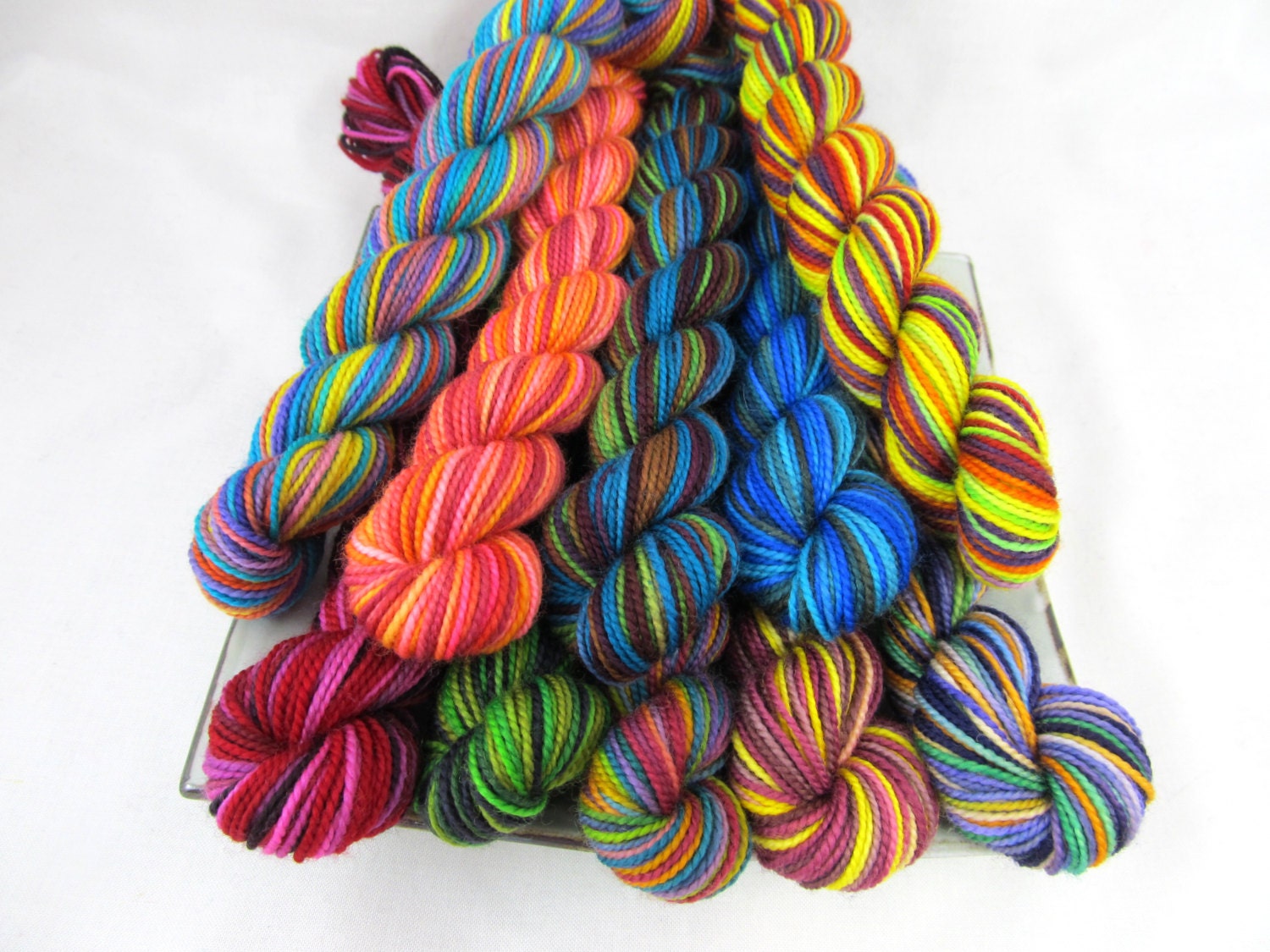 Hand Dyed Sock Yarn, Pebble Sock Fifths, Superwash Merino - Multicolor 10 pack