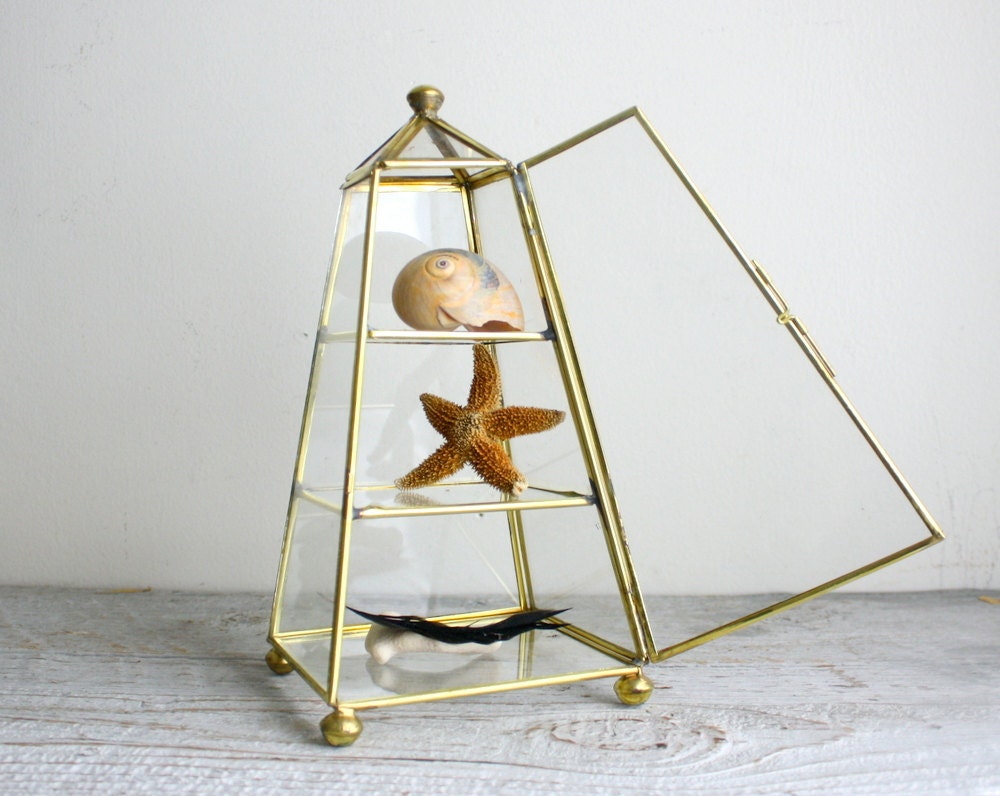 Vintage Pyramid Glass Display Case