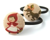 Little Red Riding Hood and Wolf Ponytail Elastics - Fabric Covered Buttons