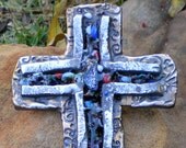 Wall Cross - Silver on Gold 'Stained Glass' Cross