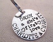 Dad Keychain - A girls first love Personalized Keychain - Hand stamped key ring