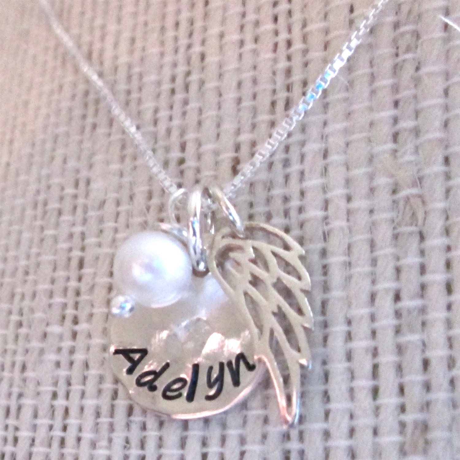 Angel Baby Necklace - Mommy Necklace - Angel Wing Necklace -mothers necklace with pearl