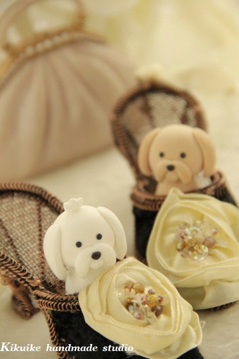 lovely shih tzu and maltese cake topper