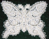 Battenburg Lace Butterfly, white with ecru accent, machine embroidery