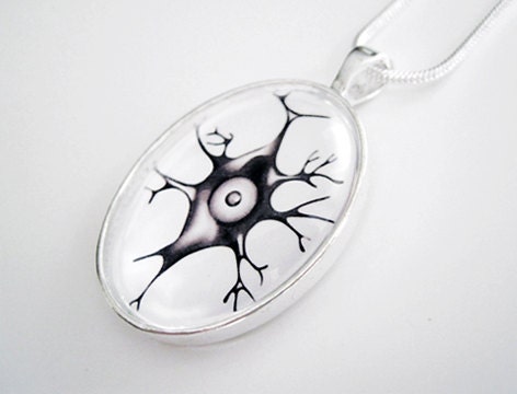 I am Neuron - science glass pendant - Black