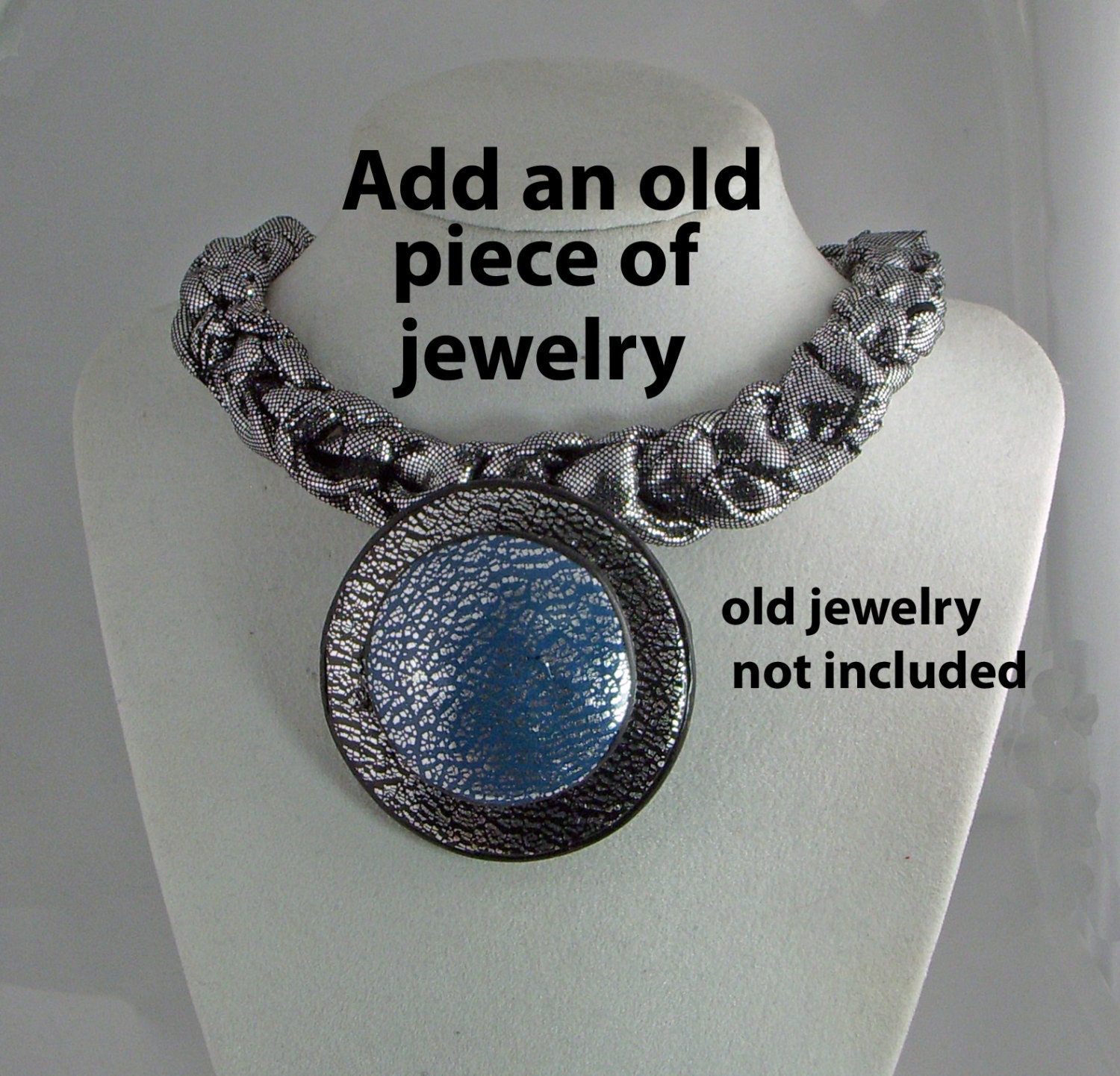 Silver Metallic Braided Bib Necklace