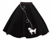 XL/2X - 50's BLACK Adult Poodle Skirt