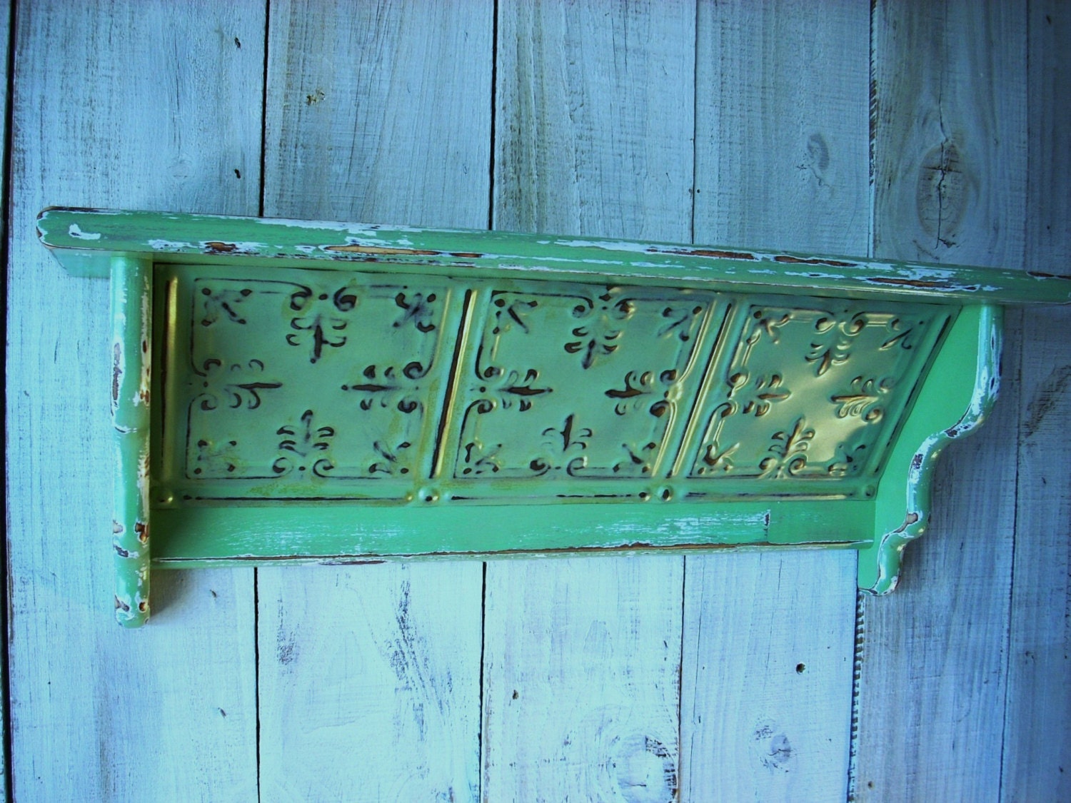 Furniture Shelves Shabby Jade Green Picture Shelf