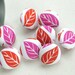 Feathers...Tack Pack of 8. Pink Orange Fabric Push Pins. Gift Tin