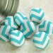 Chevron in Turquoise . . .Tack Pack of 8. Fabric Push Pins. Gift Tin